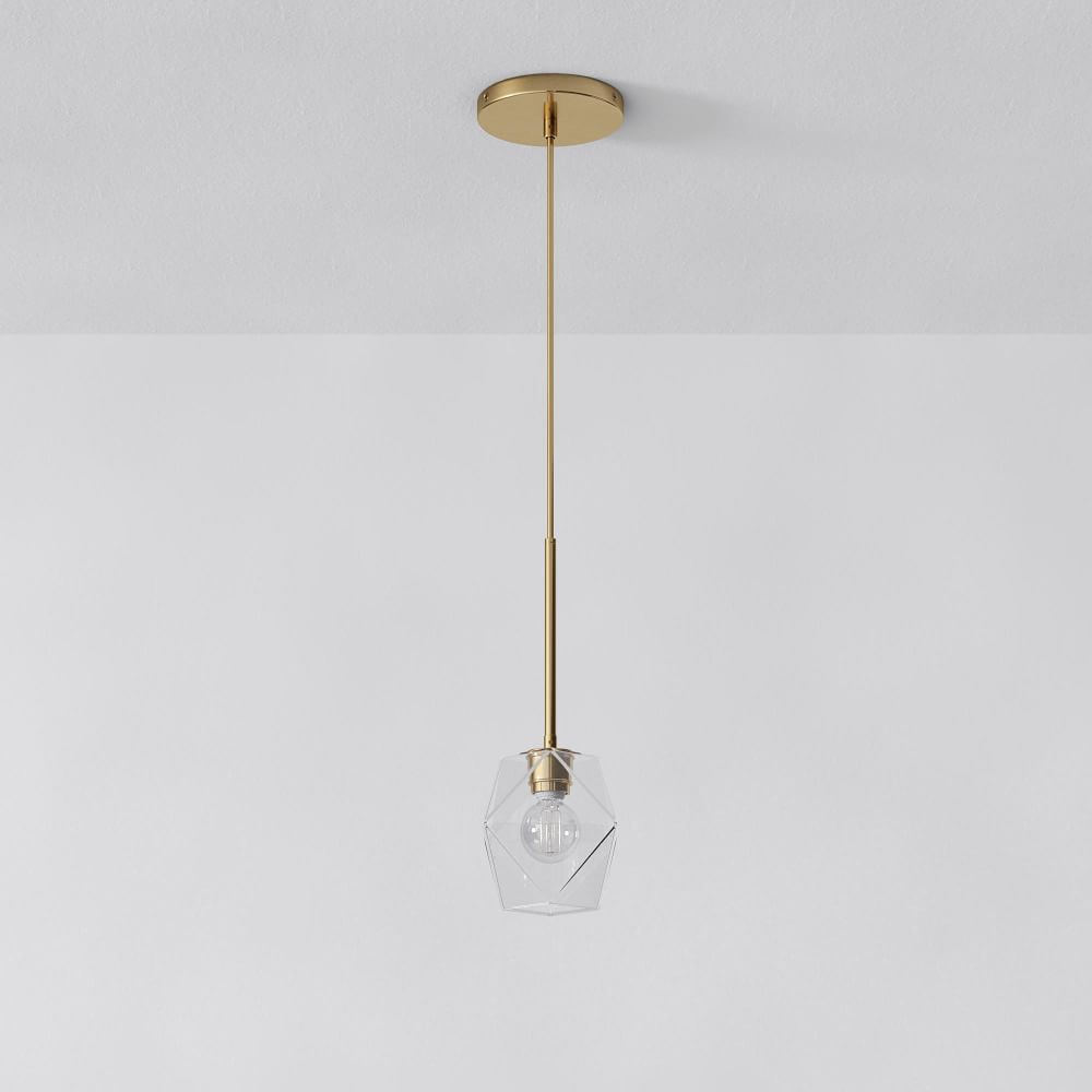 Sculptural Glass Faceted Pendant Clear West Elm Australia